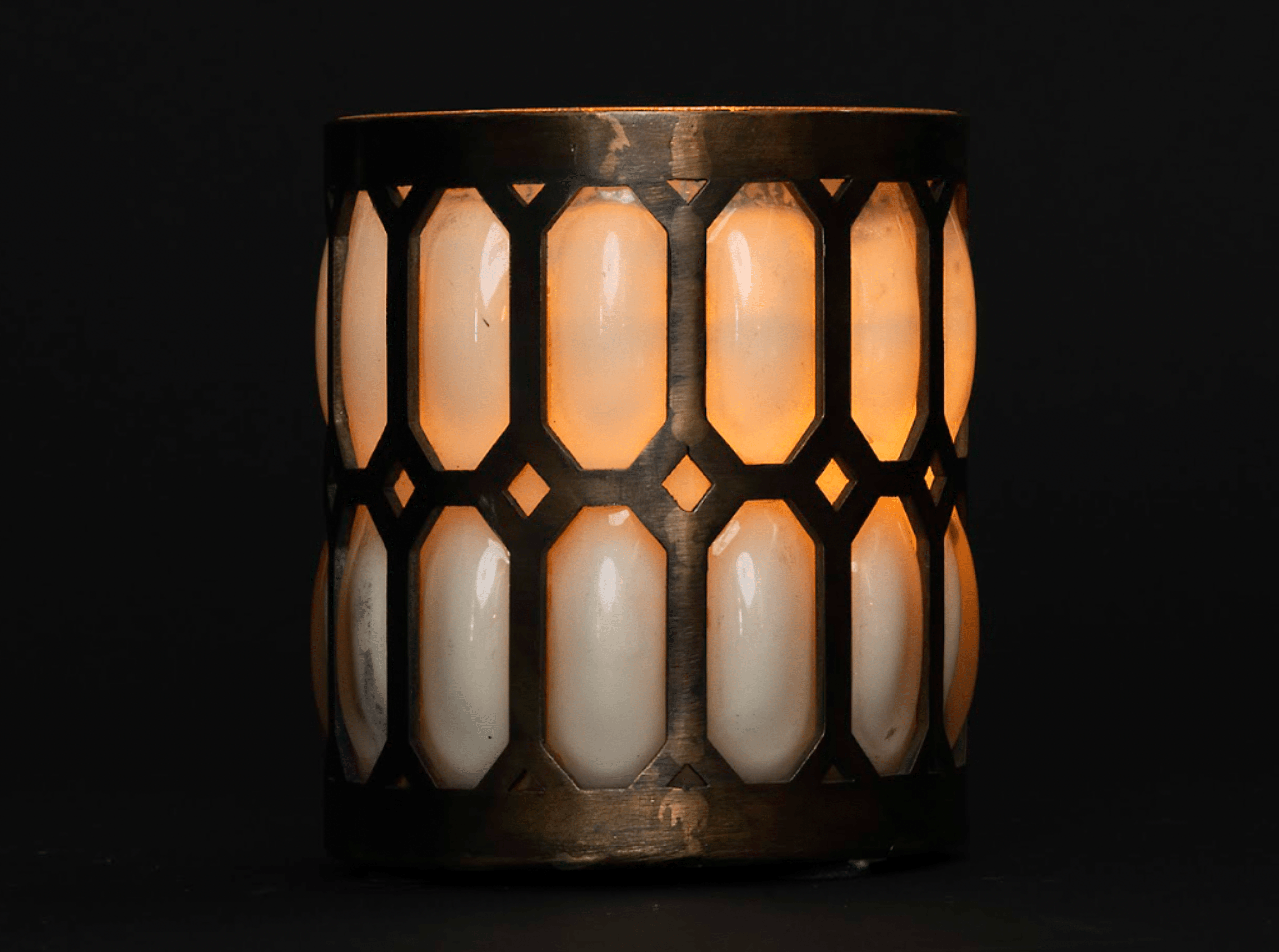 IRON + GLASS LANTERN - Poured Candle Bar